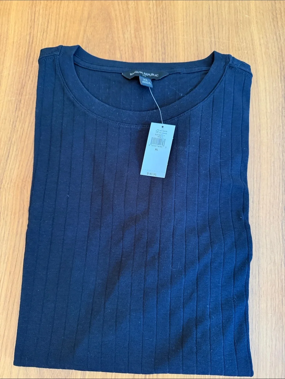 Banana Republic Black Ribbed Crewneck Tee